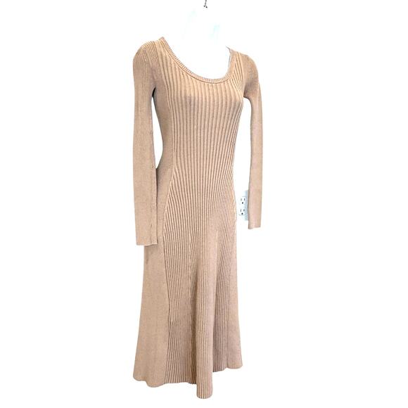 Hatch Beige Midi Maternity Dress SMALL Basic Ribbed Knit Career Cotton Work $300 - Picture 9 of 11
